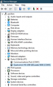 the correctly installed driver for a Qualcomm device in EDL 9008 mode