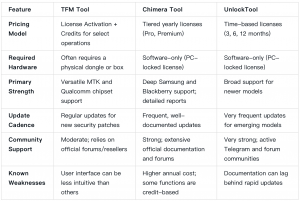TFM Tool vs. Chimera vs. UnlockTool